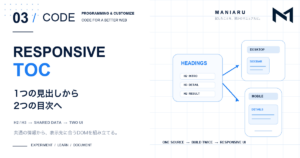 同じH2/H3データからPC用とモバイル用の目次UIを生成するJavaScript設計の図解