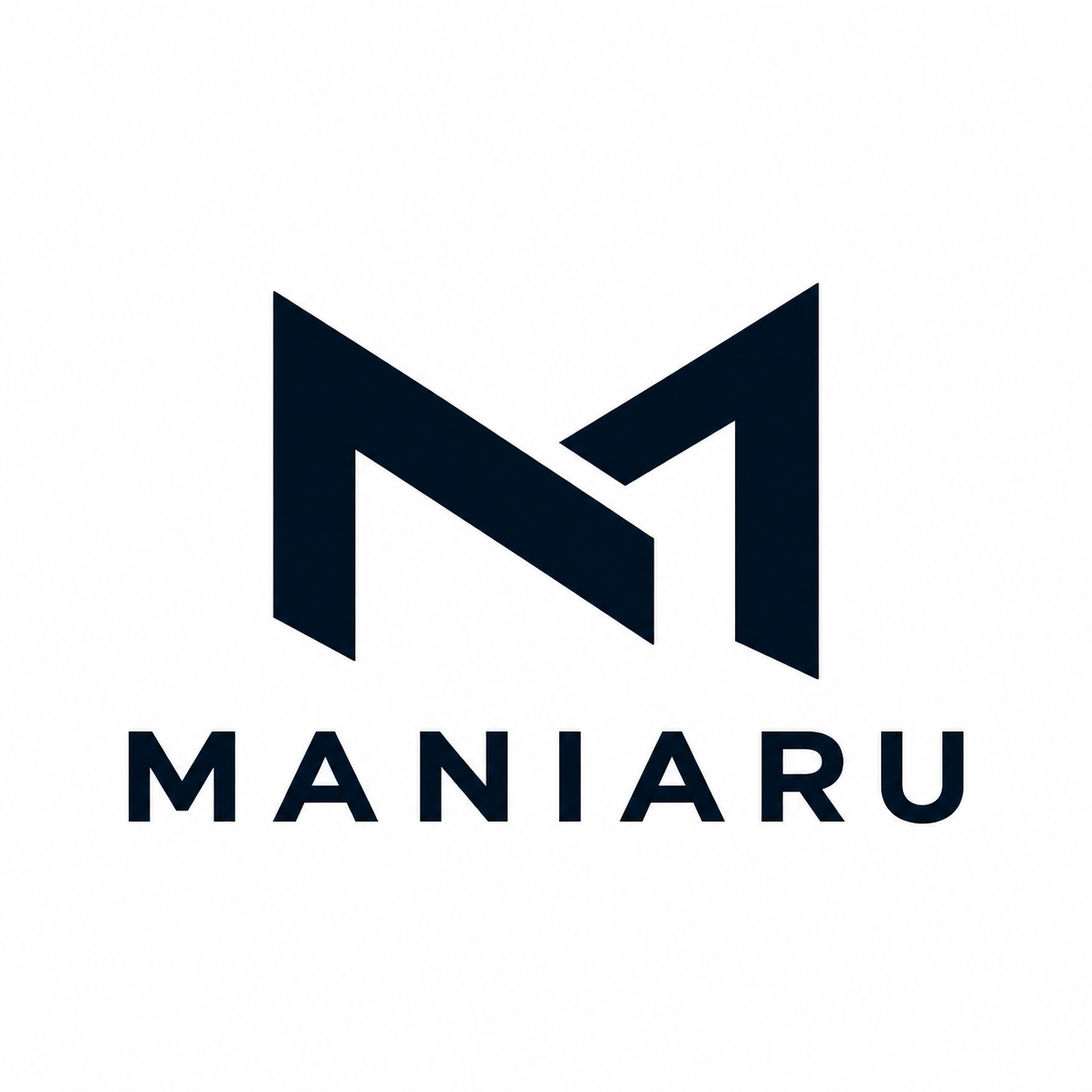 幾何学的なMマークとMANIARUの文字を組み合わせた正式ロゴ